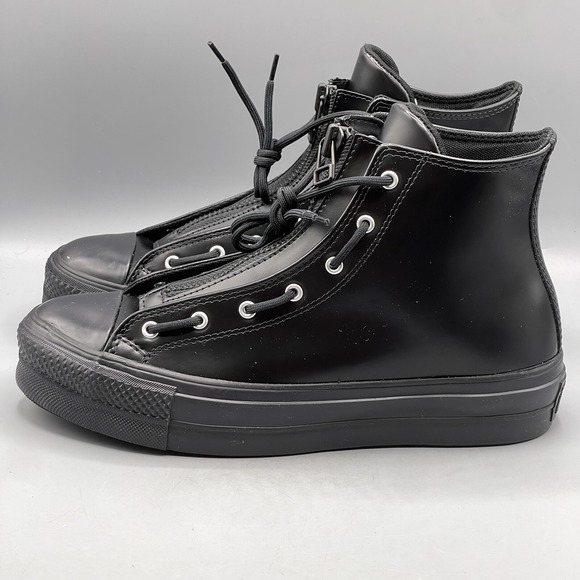 Converse CTAS Lift Women's 5 Hi Top Platform Sneakers Black Leather Zip A12476C - Picture 3 of 13